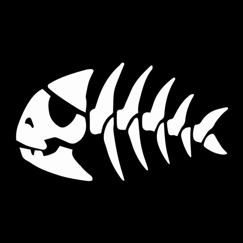 FSM Jolly Pirate Fish Weatherproof Vinyl Decal - [White][5"]